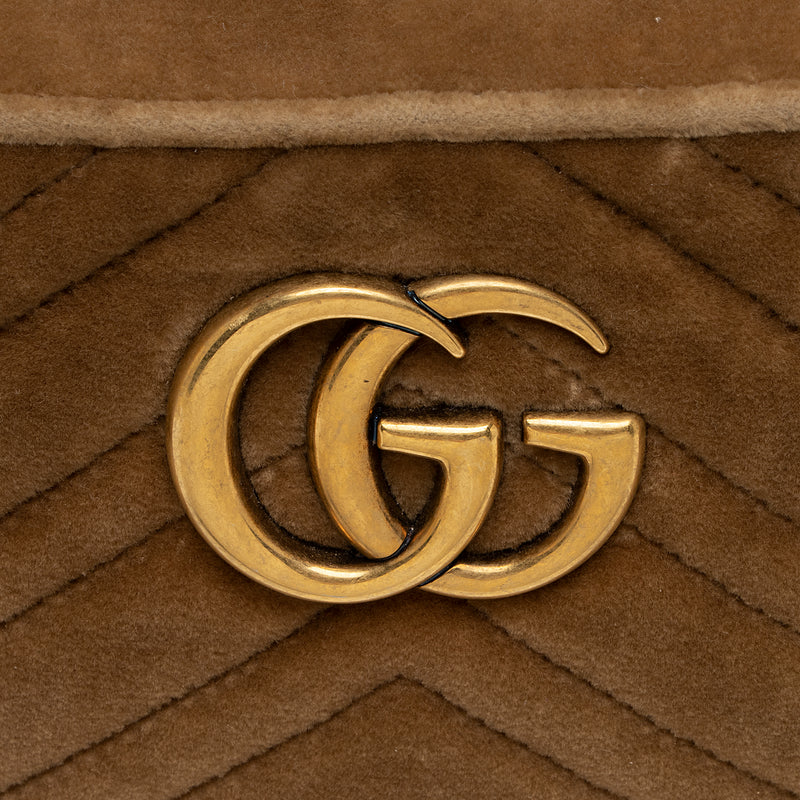 Gucci Matelasse Velvet GG Marmont Small Shoulder Bag (SHF-5JLMQ6