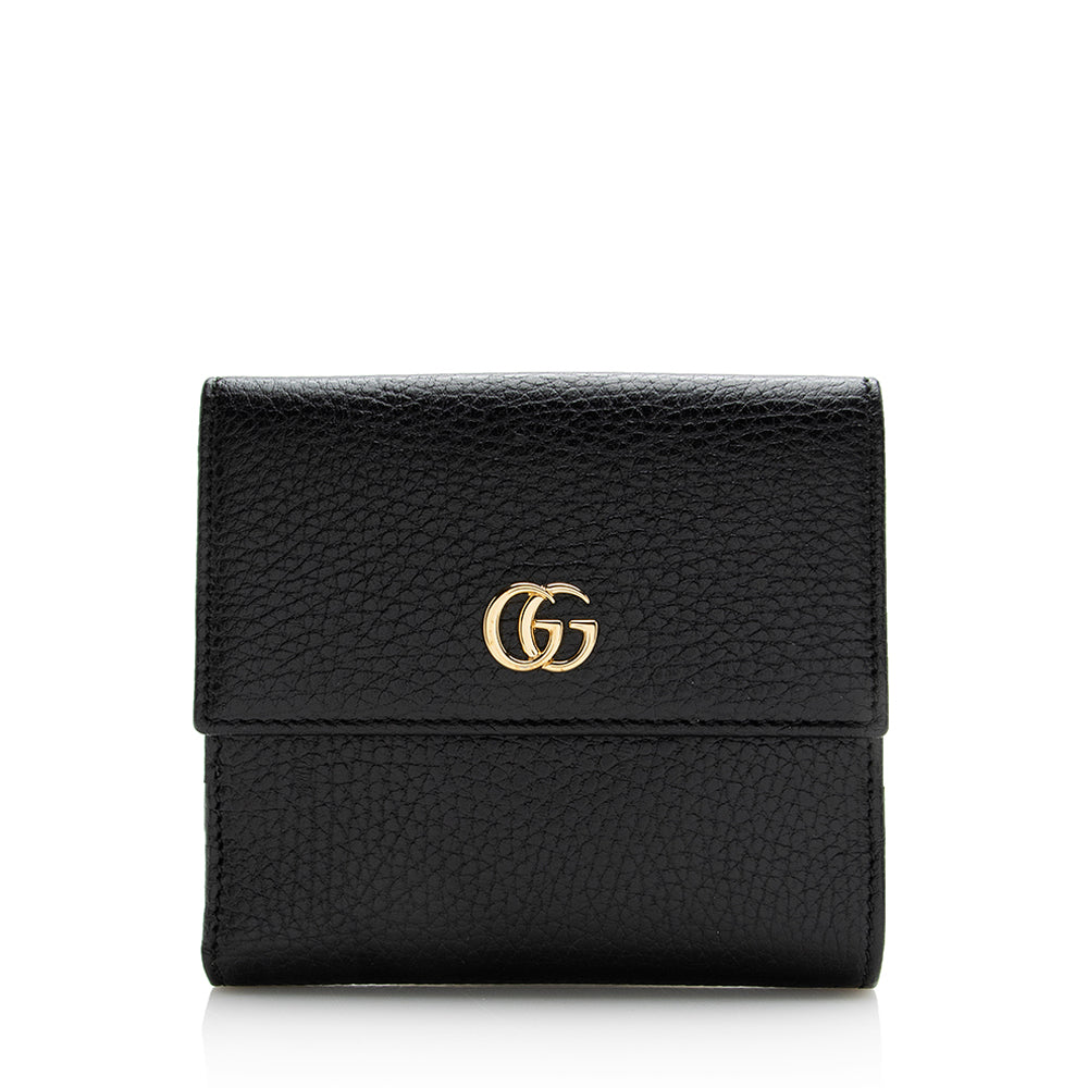 klasse I første omgang Indlejre Gucci Pebbled Leather GG Marmont French Flap Wallet (SHF-22143) – LuxeDH
