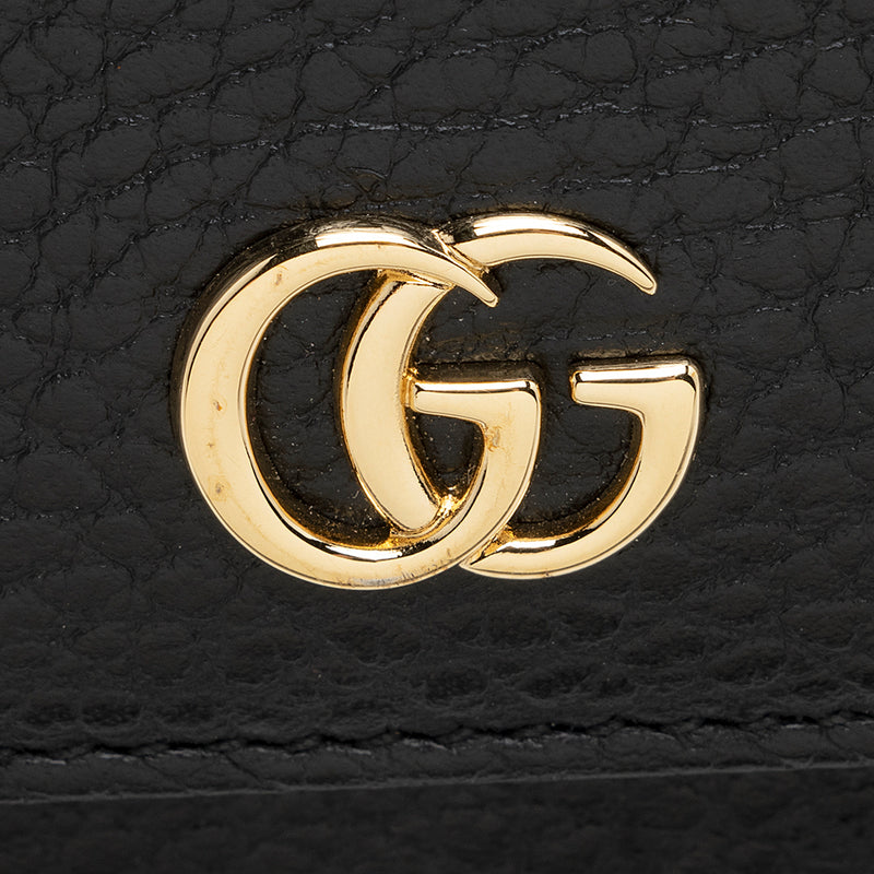 Gucci Leather GG Marmont Flap Wallet On Chain Black