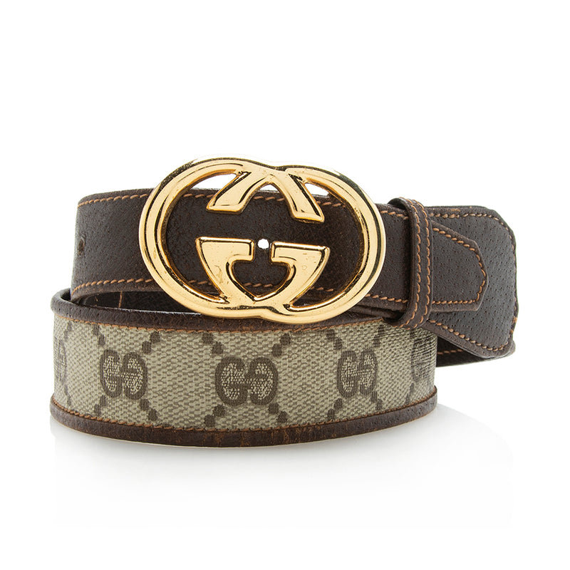 Gucci GG Supreme Canvas & Leather Belt in Brown