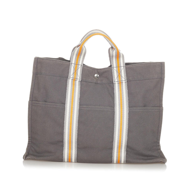 HERMES Grey/Black Canvas Fourre Tout MM Tote Bag, like new at