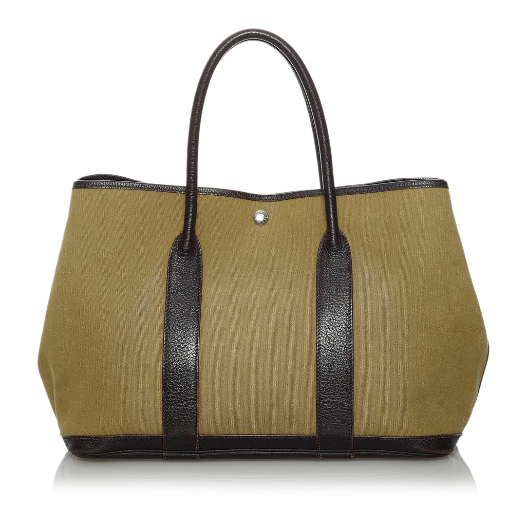 Women's Leather Canvas Garden Party Tote Bag