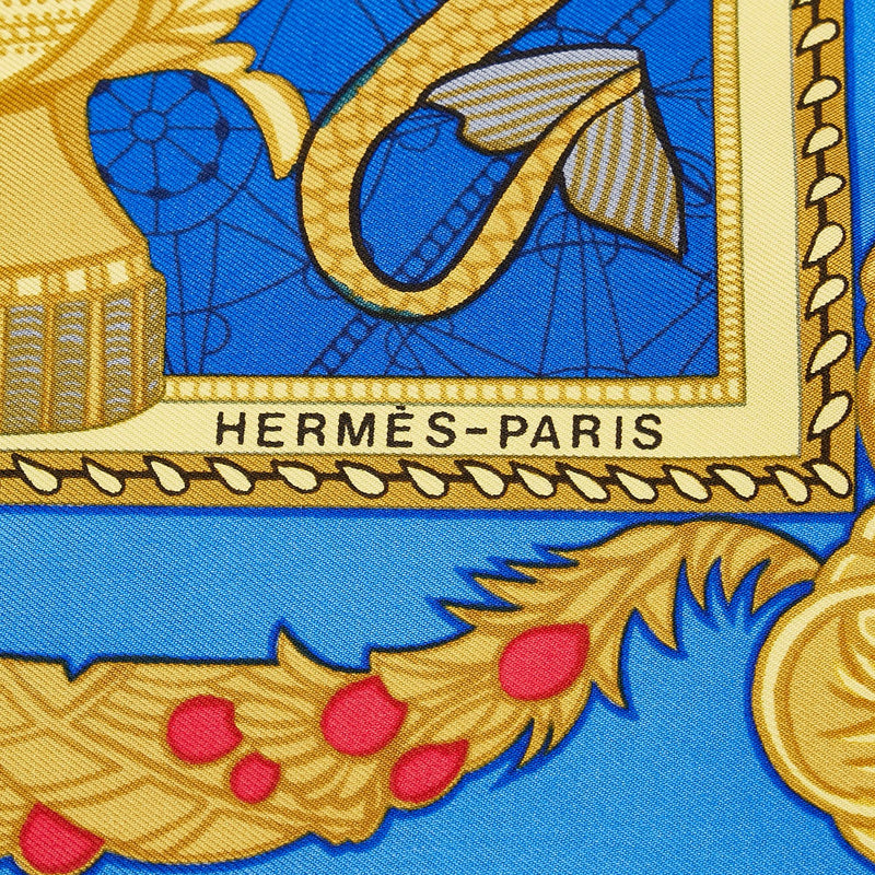 Vintage Hermes Scarf - Yellow/Blue