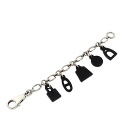 Authentic HERMES Key Chan Hose Key Ring Bag Charm Horse Silver Bag Charm