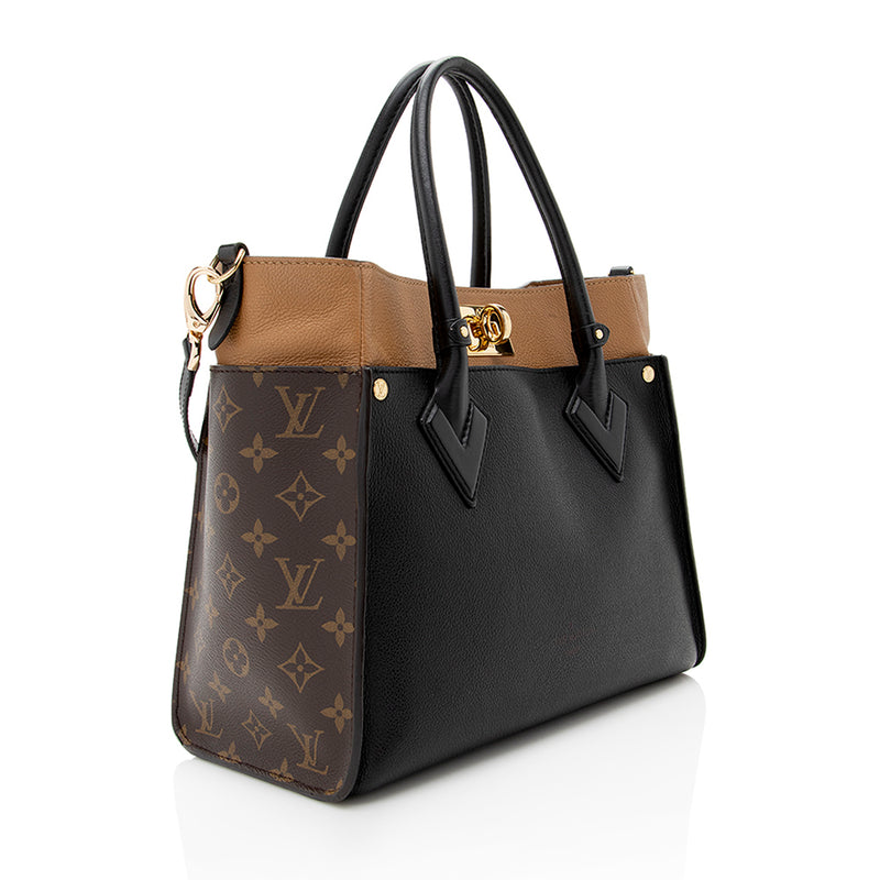 Louis Vuitton Monogram Canvas and Black Calfskin On My Side MM
