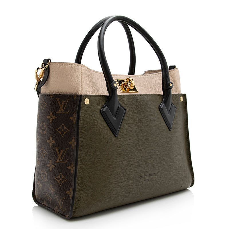 Louis Vuitton On My Side Tote Leather with Monogram Canvas MM For