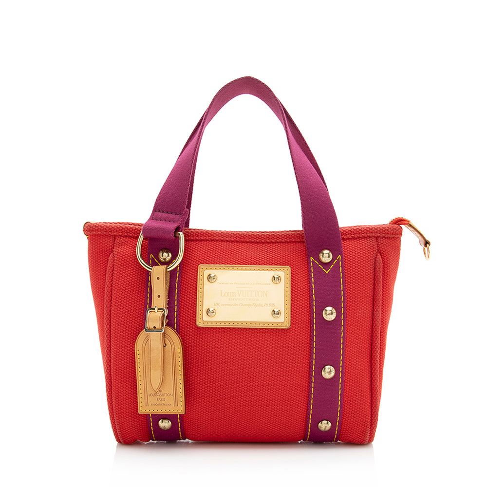 Louis Vuitton Antigua Cabas Red Canvas Shoulder Bag PM Louis