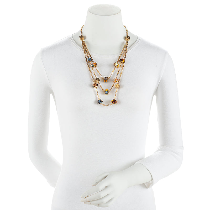 Louis Vuitton LV Gamble Chain Necklace Choker And Crystal Dangle