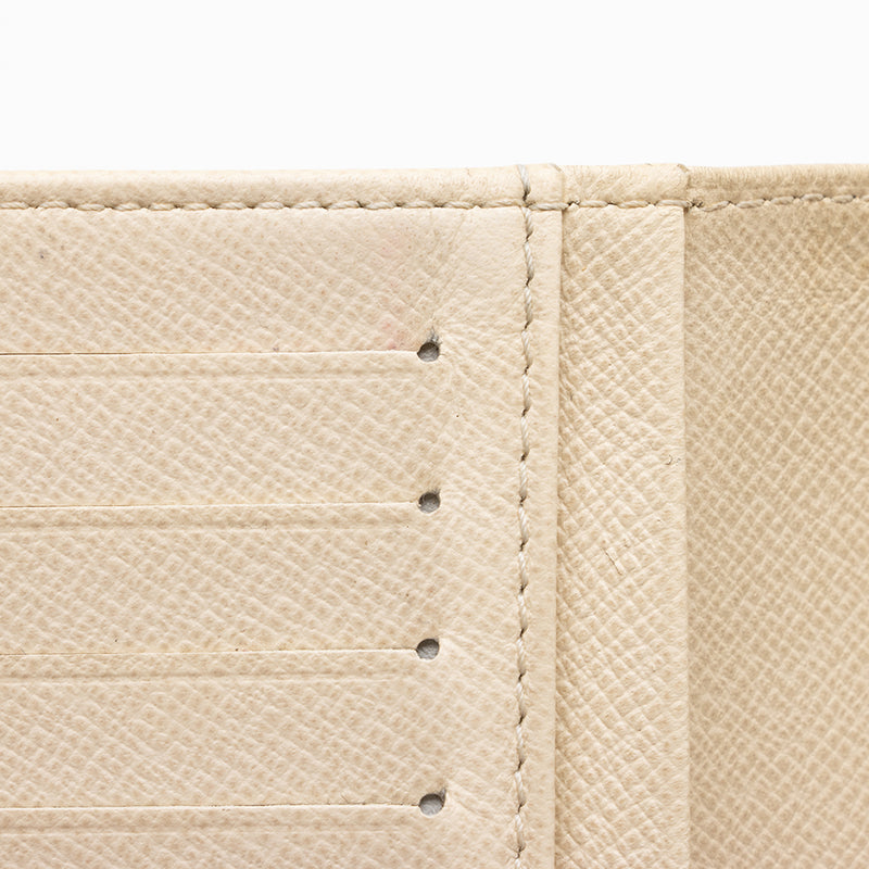 Louis Vuitton Bifold Purse Damier Azur Leather White Men Wallet