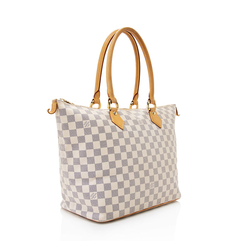 LOUIS VUITTON Authentic Women's Damier Azur Saleya PM Hand Bag Tote Bag  White