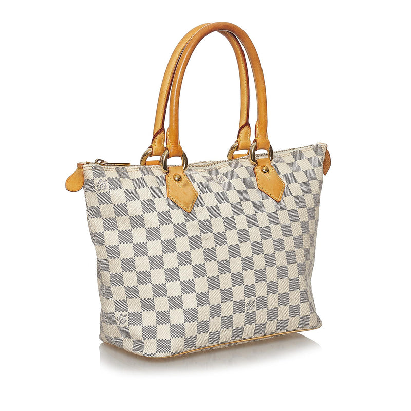 Authentic Louis Vuitton Damier Azur Saleya GM Shoulder Tote Bag