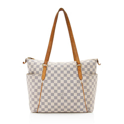 Louis Vuitton Totally MM Tote Damier Azur Shoulder Handbag Leather Purse  White