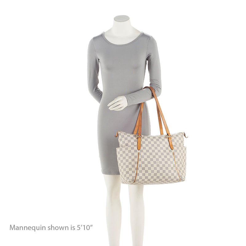 Louis Vuitton Totally MM Tote Damier Azur Shoulder Handbag Leather Purse  White