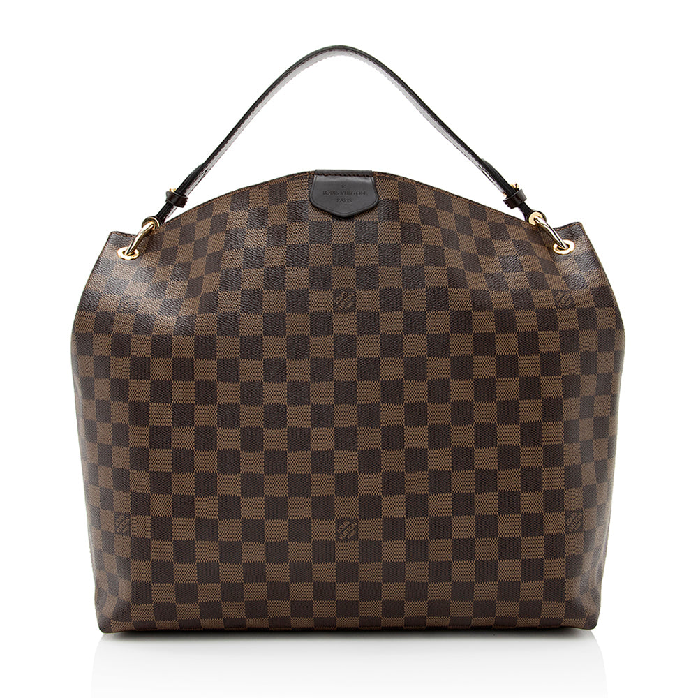 Louis Vuitton Graceful PM Damier Ebene Hobo Tote Bag W/added