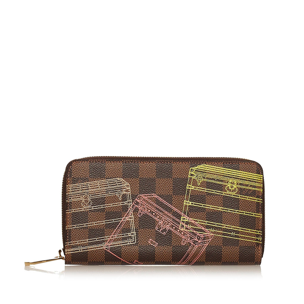 Louis Vuitton - Authenticated Zippy Wallet - Cloth Brown Gingham for Women, Very Good Condition