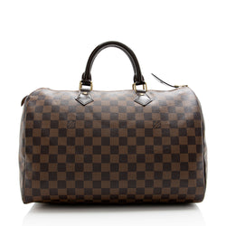 Louis Vuitton Speedy 35 Damier Ebene Tote Handbag Shoulder Bag Leather  Designer