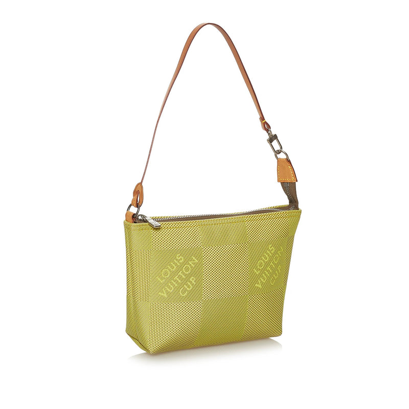 LOUIS VUITTON Cup Damier Geant Accessory Pouch Lime Green LV Auth
