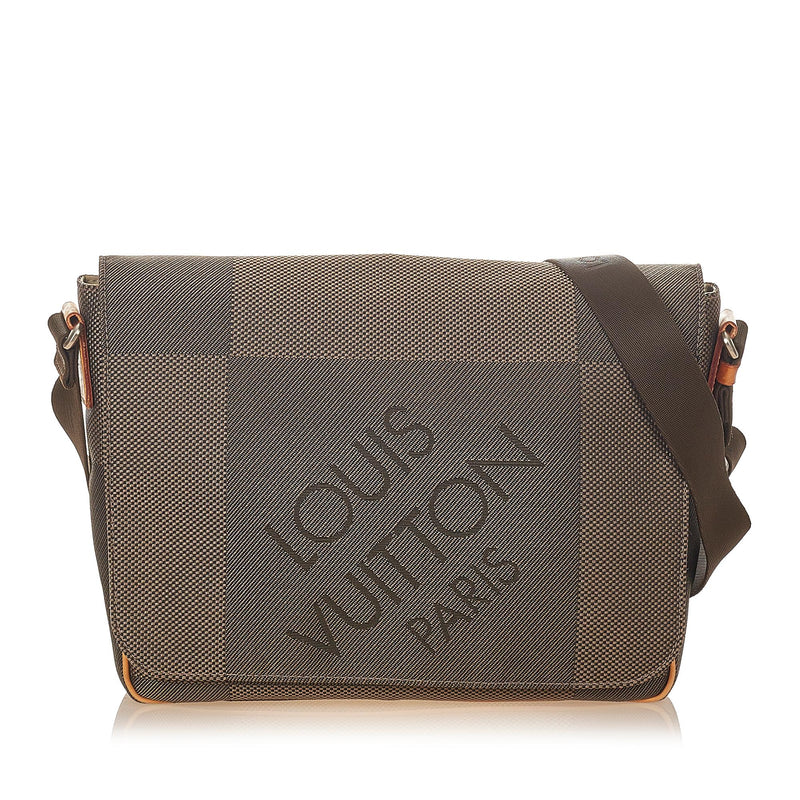 Terre damier geant messenger cloth satchel Louis Vuitton Brown in