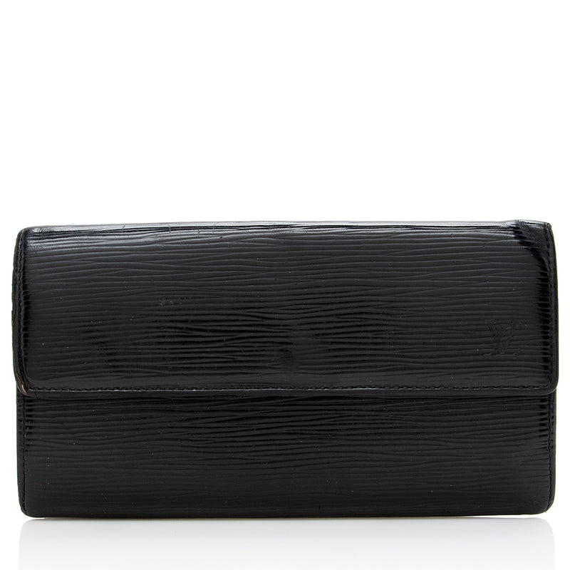 Louis Vuitton Black Epi Leather Floral Twist Wallet Long Wallet