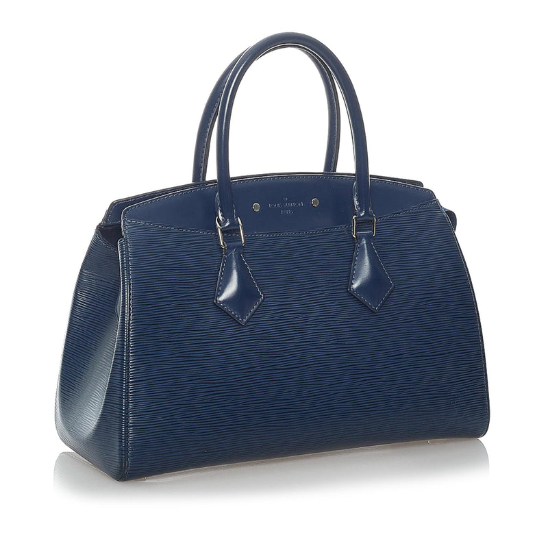Pre-owned Louis Vuitton Blue Epi Leather Soufflot Satchel Bag