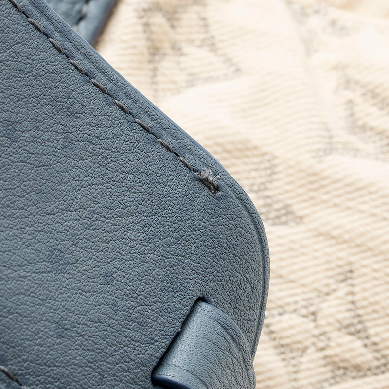 LOUIS VUITTON Monogram Denim Speedy Round Hand Bag Canvas Leather M40708