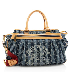 Blue Louis Vuitton Denim Porte Epaule Raye MM Bag