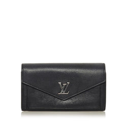 Louis Vuitton Black Leather LockMe II Compact Wallet Louis Vuitton