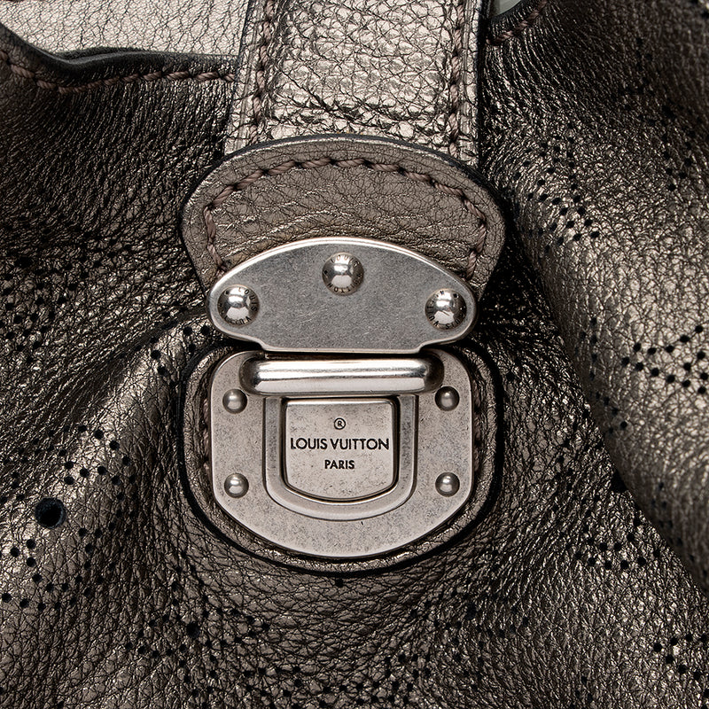 Auth Louis Vuitton Metallic Mordore Monogram Mahina Leather Large Hobo