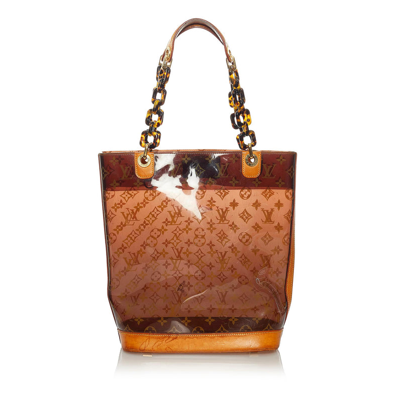 Louis Vuitton Clear Monogram Ambre Cabas MM Chain Tote with Pouch