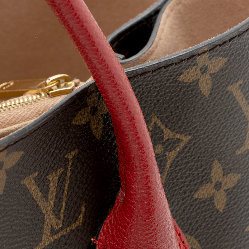 Louis Vuitton Flandrin Handbag in Brown Monogram Canvas and Red