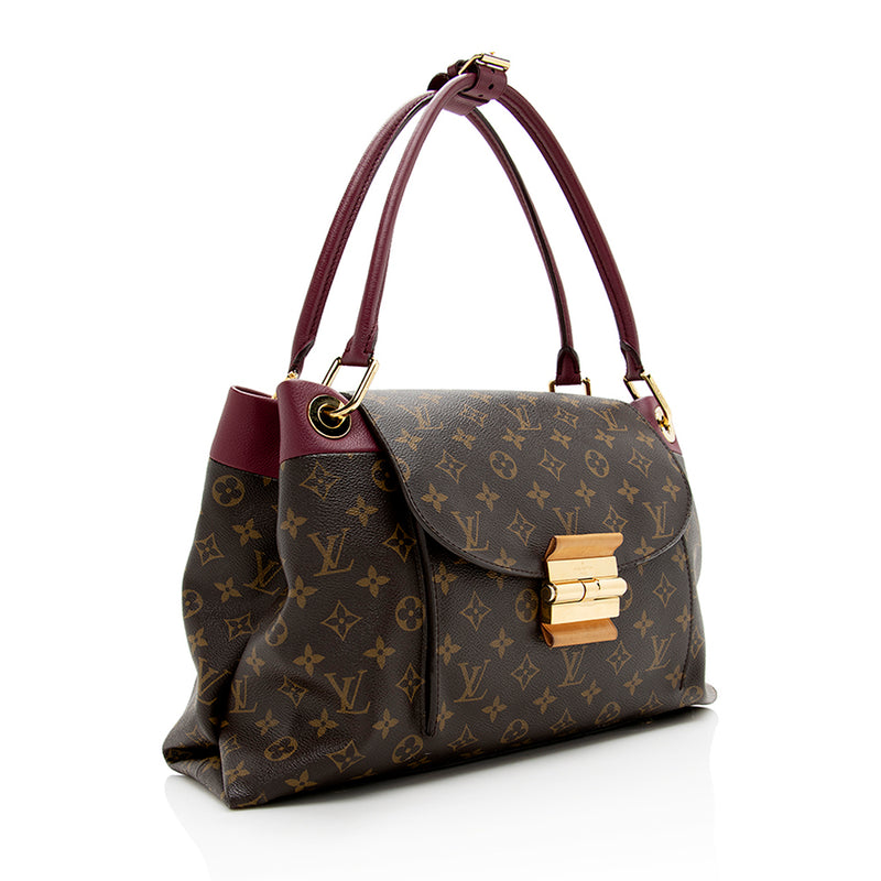 Louis Vuitton Olympe handbag in brown monogram canvas and burgundy