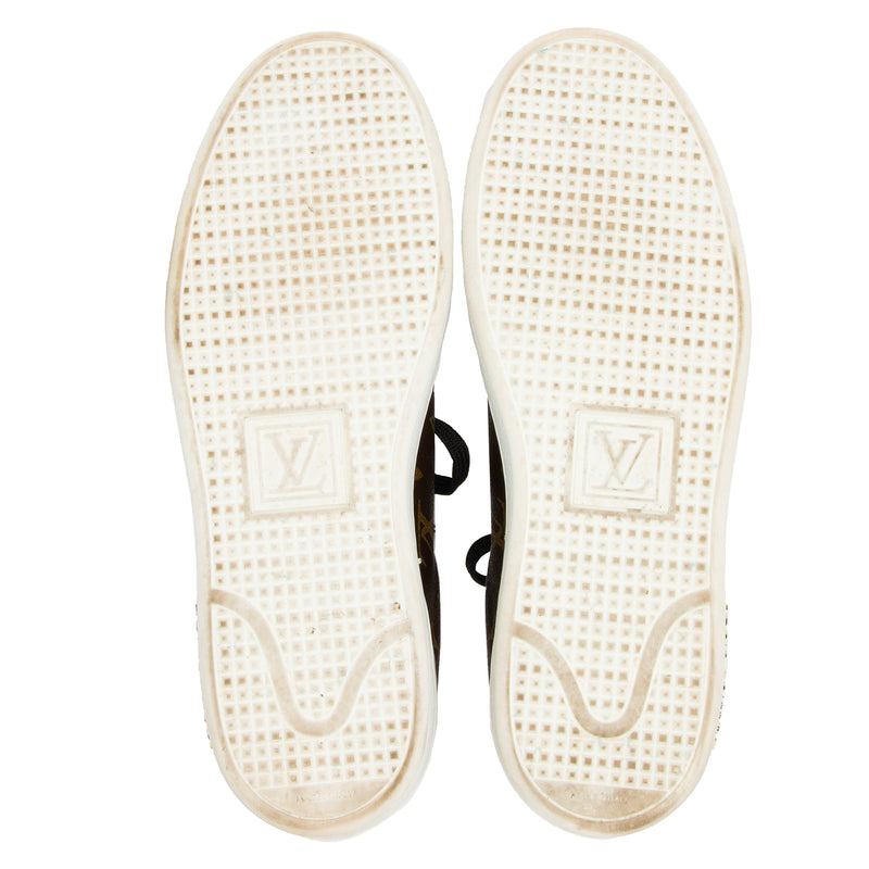 Louis Vuitton White Leather and Monogram Canvas Frontrow Sneakers Size 36.5 Louis  Vuitton