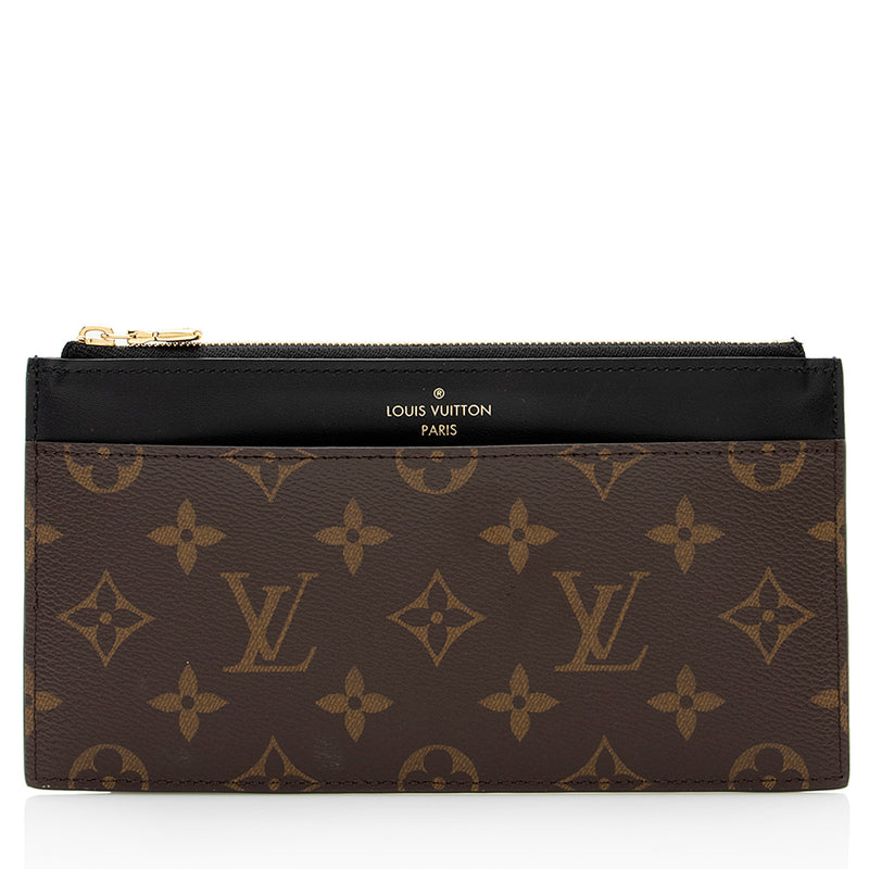 Louis+Vuitton+Slim+Pouch+Brown+Black+Canvas+Leather+Monogram for sale  online