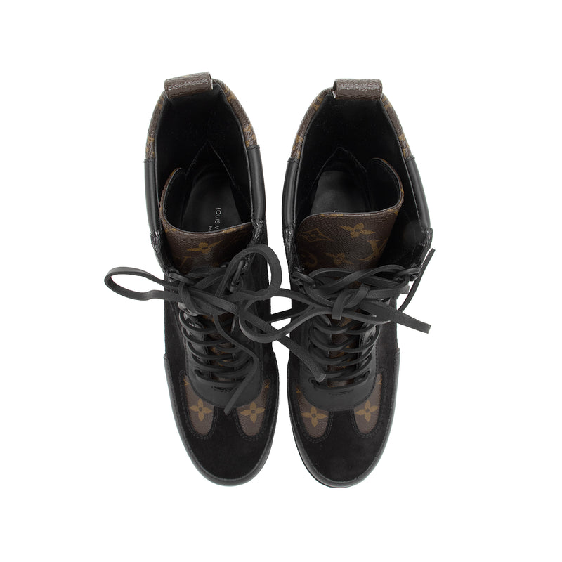 Louis Vuitton Laureate Desert Black Suede Leather Monogram Boots