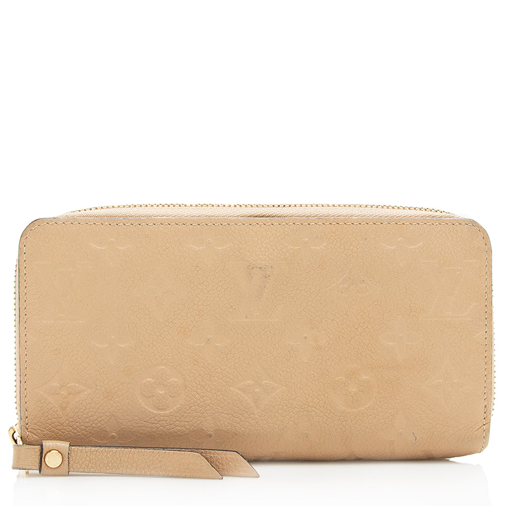 Louis Vuitton Brown Monogram Empreinte Zippy Wallet Beige Leather
