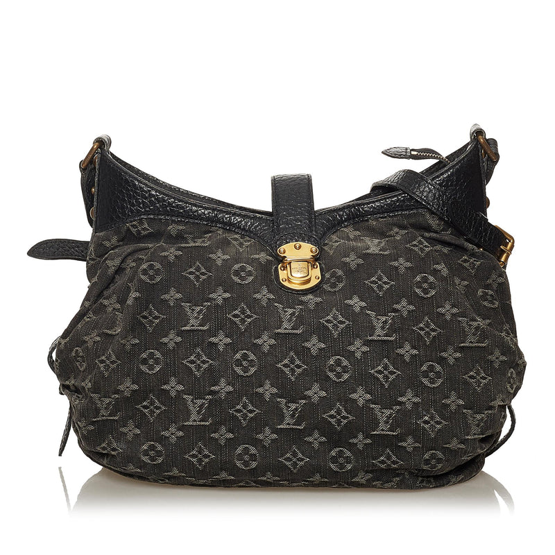 Louis Vuitton, Bags, Louis Vuitton Black Denim Mahina Xl Hobo Bag