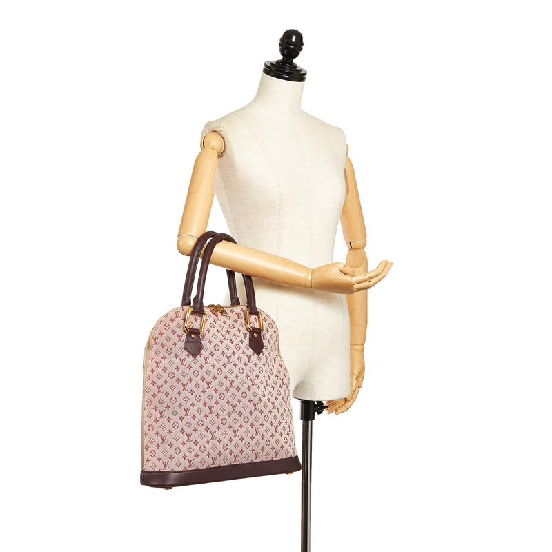 Louis Vuitton Red Monogram Mini Lin Alma Long Top Handle Bag Louis Vuitton