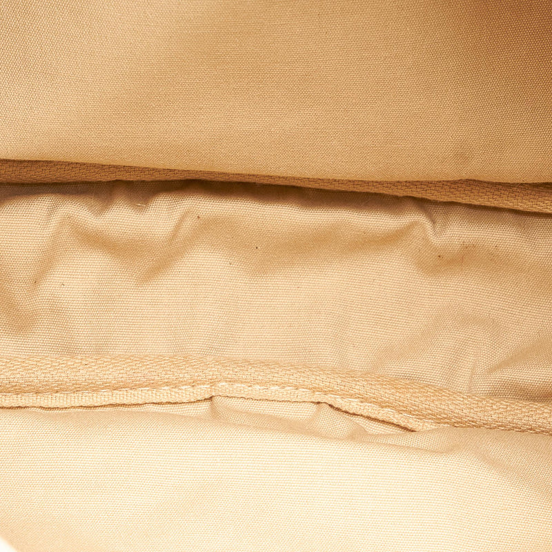 Louis Vuitton Brown Monogram Mini Lin Saumur White Beige Leather Cloth  Pony-style calfskin Cloth ref.137946 - Joli Closet
