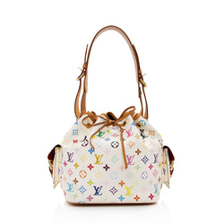 Louis Vuitton, Bags, Louis Vuitton Petit Noe White Multicolor Drawstring  Bucket Bag