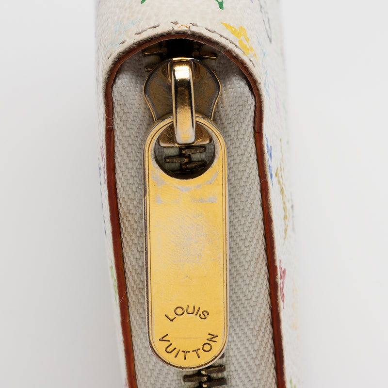 100% Authentic Louis Vuitton Monogram Multicolor Zippy Wallet Purse White  Zip