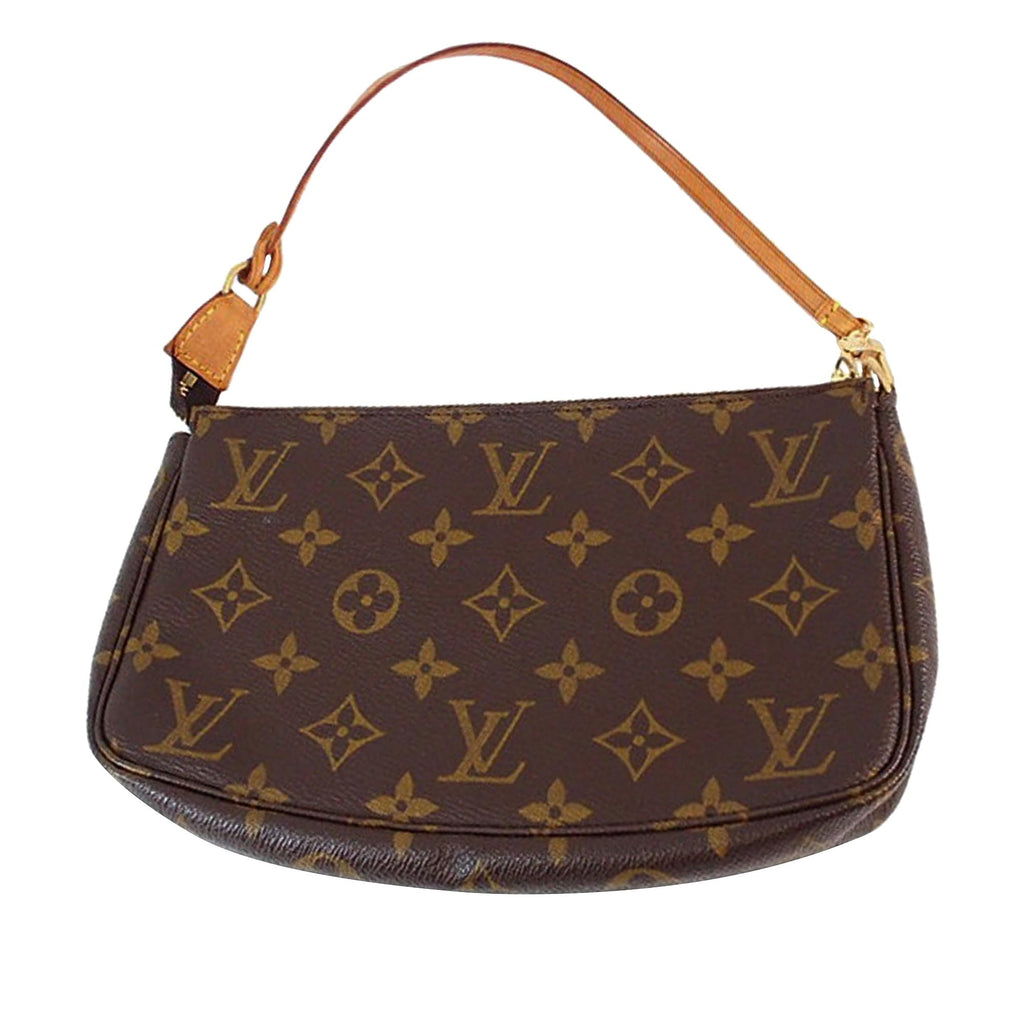 LOUIS VUITTON Monogram Pochette Accessoires Handbag Hobobag Brown