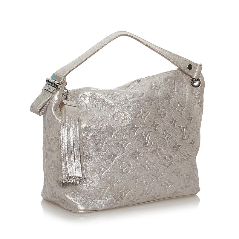 Louis Vuitton Womens Shimmer Monogram Speedy Handbag Gray Silver
