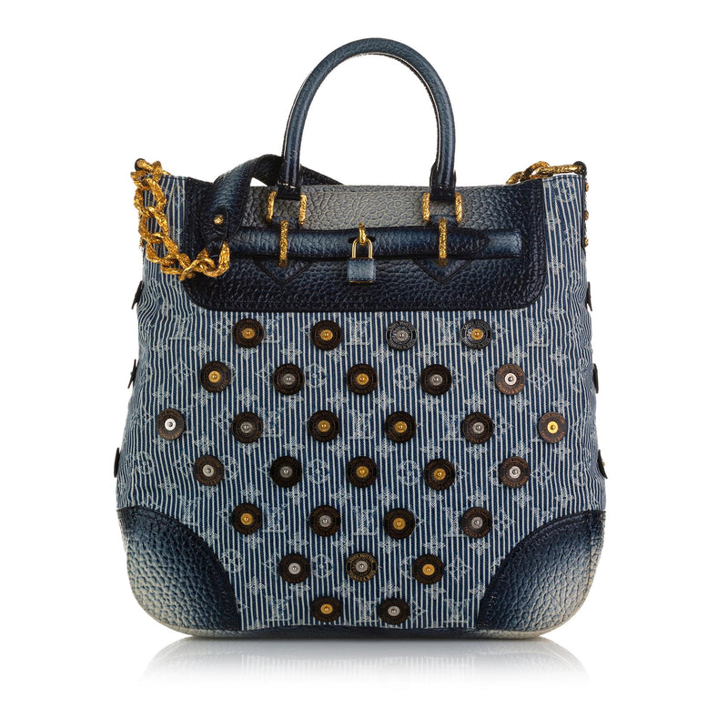 LOUIS VUITTON  DAMIER PATCHWORK ONTHEGO TOTE IN DENIM AND LEATHER WITH  GOLD TONE HARDWARE  Handbags  Accessories  2020  Sothebys