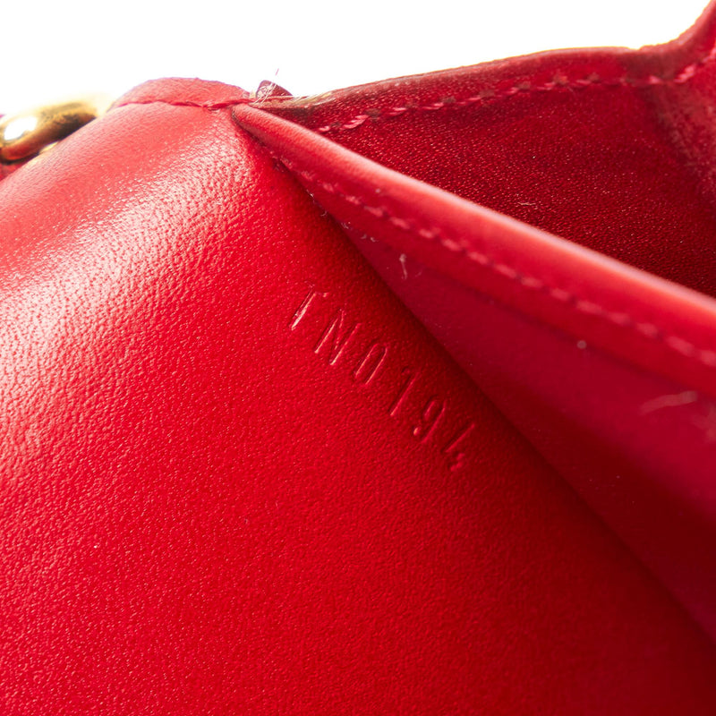 Louis Vuitton Pink Vernis Sarah Chain Wallet Leather Patent