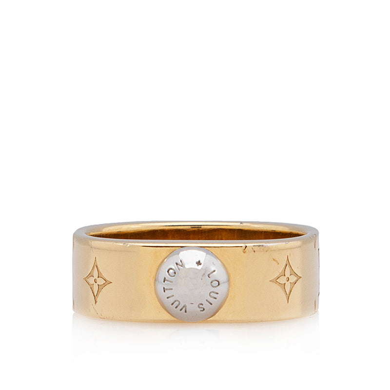 Louis Vuitton Nanogram Ring, Gold, S