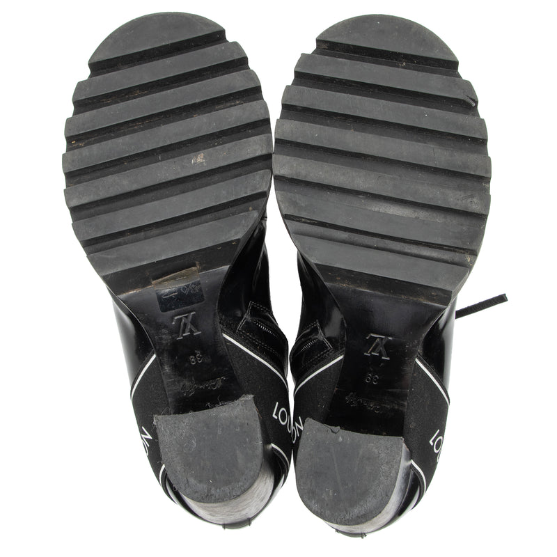 Louis Vuitton Patent Calfskin Monogram Star Trail Ankle Boots Black