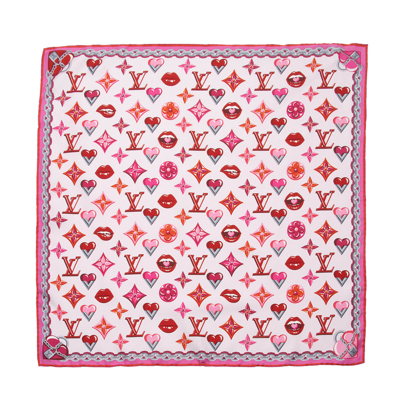 Louis Vuitton Boyfriend Pop Monogram Scarf Silk Rose Fluo Pink Lv