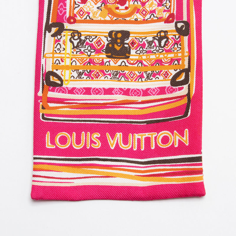 Louis Vuitton Pink Trunks Print Silk Bandeau Scarf Louis Vuitton