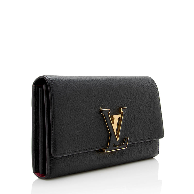 Louis Vuitton Capucines Wallet in Black Taurillon Leather