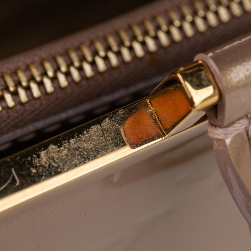 Louis Vuitton Brown Vernis Amarante Deese GM Beige Leather Patent